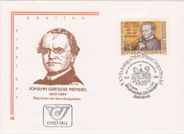 Ö 1984 - Mi:1763 (4) , FDC - 100. Todestag Von Gregor Johann Mendel , SST 1010 Wien - 1981-90 Lettres