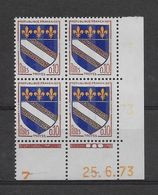 France N°1353 - Bloc De 4 Coin Daté Jaune - Neuf ** Sans Charnière - TB - Unused Stamps
