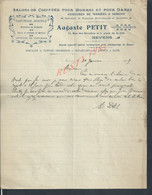 LETTRE COMMERCIALE DE 1907 AUGUSTE PETIT SALON COIFFURE PARFUMERIE POSTICHE ECT À NEVERS : - Droguerie & Parfumerie