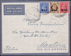 441 * Lettera Di Posta Aerea Da Asmara Del 2.3.46 Per Mantova, Affrancata Con M.E.F. P. 1 + 2½ + S. 1. Bella Tricolore, - Occ. Britanique MEF