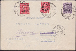 443 * Lettera Da Rodi Del 15.11.45 Diretta In Svizzera, Affrancata Con M.E.F. P. 1 X2 + 3. Al Verso Transito Alessandria - Occ. Britanique MEF