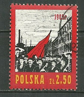 POLAND Oblitéré 2501 Anniversaire De La Révolution Russe De 1905 Révolutionnaire Drapeau Rouge - Oblitérés