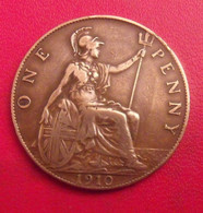 Grande-Bretagne.  1 One Penny 1910. Edouard VII. Edward - 20 Pence