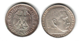 Allemagne 5 RM 1936 G Hindenburg Deutschland  Germany - 5 Reichsmark