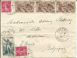 SOLDES -1936 - N° 314 Et 315 (X3) Oblitérés (o) Sur Lettre De FOLEMBRAY - Lettres & Documents
