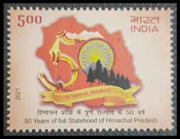 INDIA 2021 STAMP 50 YEARS OF STATE HOOD OF HIMACHAL PRADESH  . MNH - Neufs