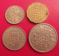 Grande-Bretagne. Lot De 4 Pièces : 3, 6 Pence. 1, 2 Shilling. 1956/1966 - Otros & Sin Clasificación