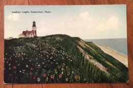 USA - SANKATY LIGHT,NANTUCKET ,MASS.  - POST CARD FROM 1921 - Fall River