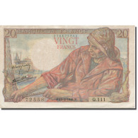 France, 20 Francs, Pêcheur, 1942, 1944-02-10, SUP, Fayette:13.8, KM:100a - 20 F 1942-1950 ''Pêcheur''