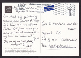 Ireland: Picture Postcard To Netherlands, 2021, 1 Stamp, Silver Candle Stick, W Rate, Small Air Label (traces Of Use) - Briefe U. Dokumente