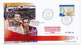 Env. Affr 0,55E Cinquantenaire V° République - Obl Strasbourg Parlement Européen GA - 21/10/2008 - Sarkosy - Barroso - Storia Postale