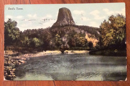 USA - DEVIL'S TOWER  - VINTAGE POST CARD FROM SHERIDAN  16 SEP  1911 - Fall River