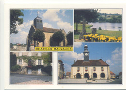 CPSM 23 CHATELUS MALVALEIX Vues Diverses Du Bourg - Multivues Eglise, Place, Mairie, Etang - Peu Commune - Chatelus Malvaleix