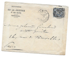 1892 PARIS - MINISTERE DE LA JUSTICE ET DES CULTES POUR JOHANNES GRIMELUND ARTISTE PEINTRE NORVEGIEN RUE DE BRUXELLES - 1876-1898 Sage (Type II)