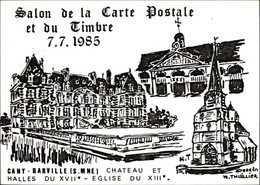 SALONS DE COLLECTIONS - Salon De Cartes Postales Et Du Timbre - 76 CANY BARVILLE - 1985 - Dessin De Thuillier - Bourses & Salons De Collections