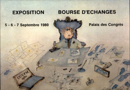 SALONS DE COLLECTIONS - Salon De Cartes Postales - Le Rond De Cuir - Dessin De Daniel Bonnec - 1980 - Bourses & Salons De Collections