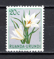 RUANDA-URUNDI   N° 179   NEUF SANS CHARNIERE   COTE 0.15€   FLEUR - Unused Stamps