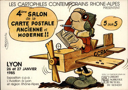 SALONS DE COLLECTIONS - Salon De Cartes Postales - LYON - 1985 - Dessin De Auguste - Bourses & Salons De Collections