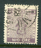 SWEDEN 1858 Nio öre Purple, Fine Used.  SG 7, Michel 8b - Usati