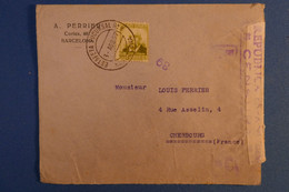 J25 ESPAGNE BELLE  LETTRE ASSEZ RARE+CENSURE 1937 GUERRE D ESPAGNE BARCELONA POUR CHERBOURG FRANCE + AFFRANCH. PLAISANT - Republikeinse Censuur