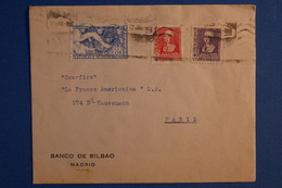 J25 ESPAGNE BELLE LETTRE ASSEZ  RARE  1939 GUERRE D ESPAGNE MADRID POUR PARIS 8 FRANCE + AFFRANCH. INTERESSANT - Marcas De Censura Republicana