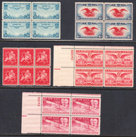 USA 1934-60 Air Mail, Mint Mounted/no Hinge, 11 Blocks, See Notes, Sc# - 2b. 1941-1960 Nuovi