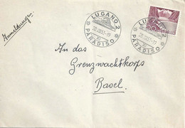 Brief  Lugano Paradiso - Basel  (Rollenfrankatur)        1953 - Coil Stamps