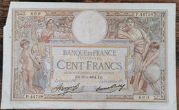 Billet 100 Francs LUC OLIVIER MERSON  17 = 5 = 1934  FRANCE  P.44728  (cf Photos) - 100 F 1908-1939 ''Luc Olivier Merson''