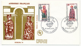 ANDORRE => Enveloppe FDC => Europa 1974 - Andorre La Vieille - 27 Avril 1974 - FDC