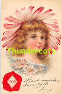 CPA LITHO ANNEE 1902 MILLESIME  CARD NEW YEAR DATE 1902 FILLE GIRL ILLUSTRATEUR FRANCES BRUNDAGE ? - New Year