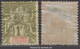 1Fr Anjouan Neuf * (Dallay N° 13 , Cote 100€ ) - Neufs