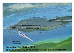 Dominica Dominique 1991 Pearl Harbor 50 Years Mitsubishi A6M2 Zéro Allée Des Cuirassés  Battleships Row - Guerre Mondiale (Seconde)