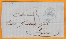 1858 - Lettre Pliée Avec Correspondance De Napoli Vers Lyon, France - Entrée Deux Sicile Marseille - Taxe 15 - Sicilia