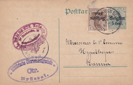 Carte Entier Postal + OC1 Bruxelles Cachet Censure Militaire Brussel - Deutsche Besatzung