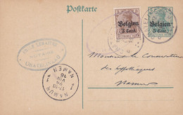 Carte Entier Postal + OC1 Châtelineau Cachet Censure Militaire Châtelineau - Ocupación Alemana