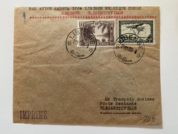 BELGISCH CONGO BELGE LP LIBENGE > E'VILLE SABENA 23/11/1938 - Posta Aerea: Storia Postale