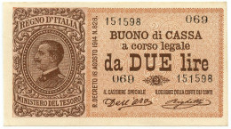 2 LIRE BUONO DI CASSA EFFIGE VITTORIO EMANUELE III 02/09/1914 QFDS - Sonstige