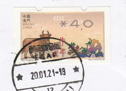 Macau 2021 Feb 20 (First Day Of Issue), COVID-19 Postmarked, ATM Year Of Ox, Postal Used To Hong Kong - Briefe U. Dokumente