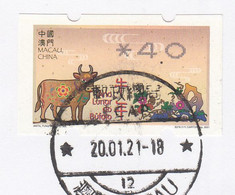 Macau 2021 Feb 20 (First Day Of Issue), COVID-19 Postmarked, ATM Year Of Ox, Postal Used To Hong Kong - Storia Postale