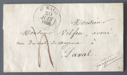 France, Lettre De ST MALO 20.6.1838 Pour Laval - (B762) - 1801-1848: Précurseurs XIX