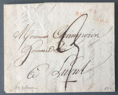 France Griffe 59 BELLESME Sur Lettre 13 Brumaire An X (4.11.1801) - (B774) - 1701-1800: Précurseurs XVIII