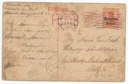 CP (Postkarte) Zone Des étapes Type OC13 (8 Cent. Sur 71/2 Pf Orange-jaune, Antwerpen Vers Kalmthout (1917) - Deutsche Besatzung