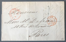 Pays-Bas, Lettre D'Amsterdam 1863 Pour Paris, Entrée PAYS-BAS VALnes 8.10.1863 - (B782) - Covers & Documents