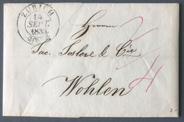 Suisse, Lettre De Zurich 14.9.1835 Pour Wohlen - (B789) - ...-1845 Prephilately