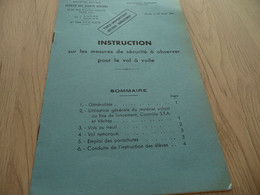 Plaquette Instruction Sur Les Mesures De Sécurité Pour Le Vol à Voile Sports Aériens 1945 - Aerei
