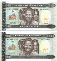 ERYTHREE 1997 20 Nakfa - P.04a  Neuf UNC - 2 - Eritrea