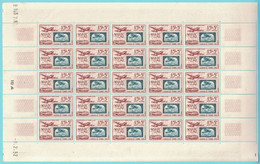 FEUILLE COMPLÈTE De 25 TIMBRES POSTE AÉRIENNE N° 84 NEUF ** MNH MAROC JOURNÉE DU TIMBRE COIN DATÉ 1952 - Unused Stamps