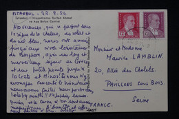 TURQUIE - Affranchissement De Istanbul Sur Carte Postale En 1954 Pour La France  - L 87713 - Cartas & Documentos