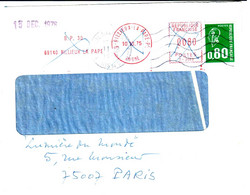 RILLEUX La PAPE Rhône Lettre EMA 80c Réexpédiée Réaffranchie 80c Béquet Yv 1891 Ob 1975  Enveloppe Longue Tronquée - 1971-1976 Marianne De Béquet