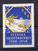 1958 SWEDEN,POSTER STAMP, SSF, 50 YEARS OF SWEDISH SKI ASSOCIATION - Otros & Sin Clasificación
